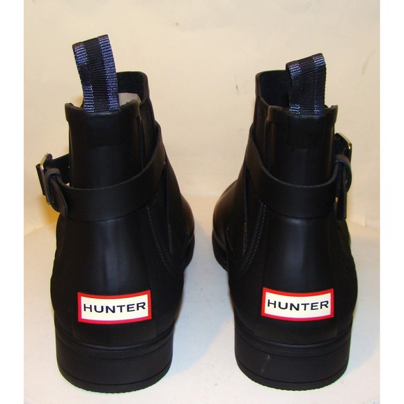 NEW! HUNTER MENS Black Chelsea Rubber Ankle BOOTS Buckle SIZE 11 WOMENS 12   DB3 main image 4